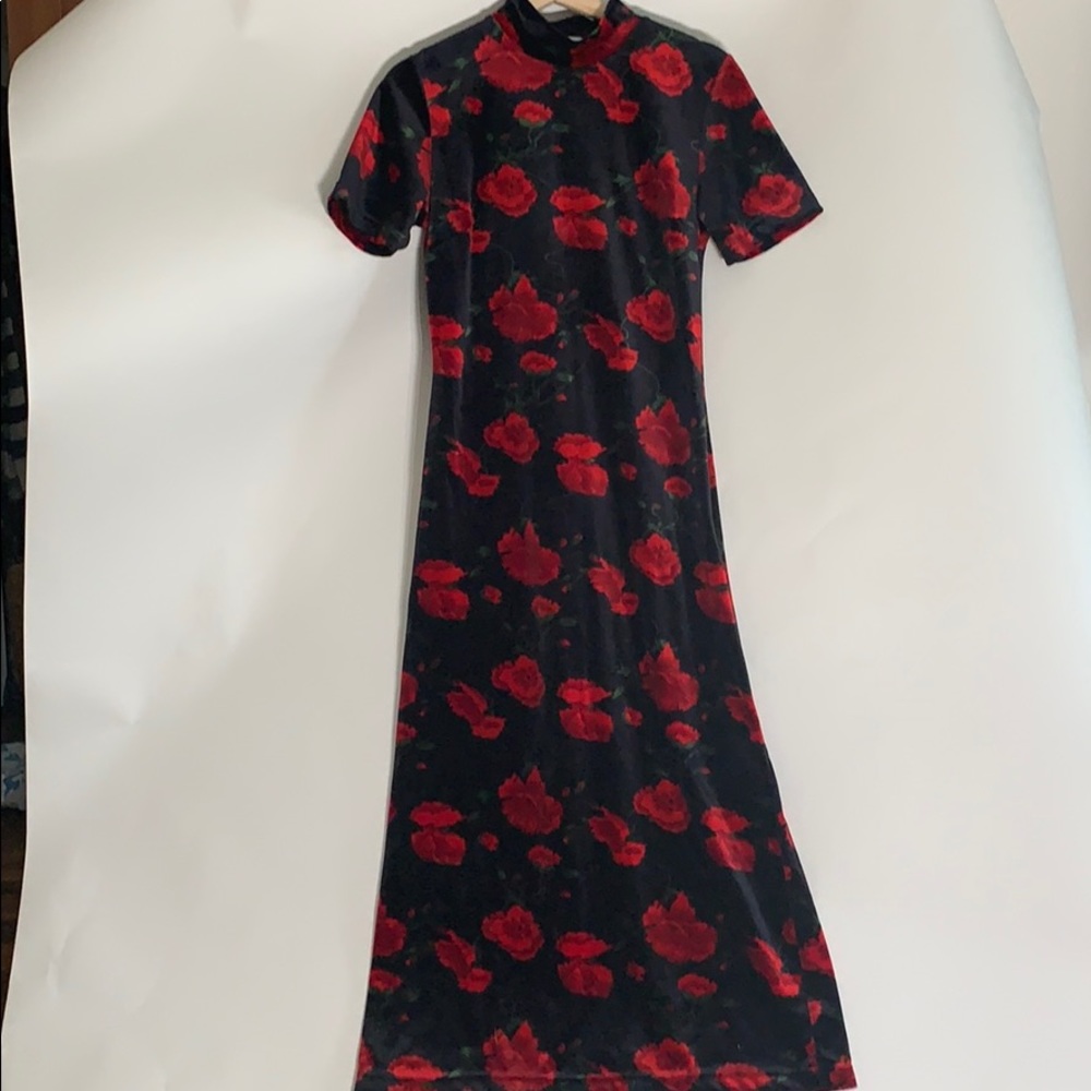 Vintage velvet floral dress